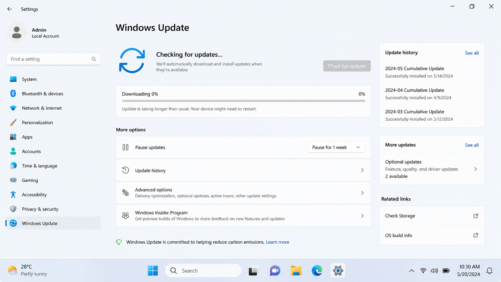 Update Stuck at 0%